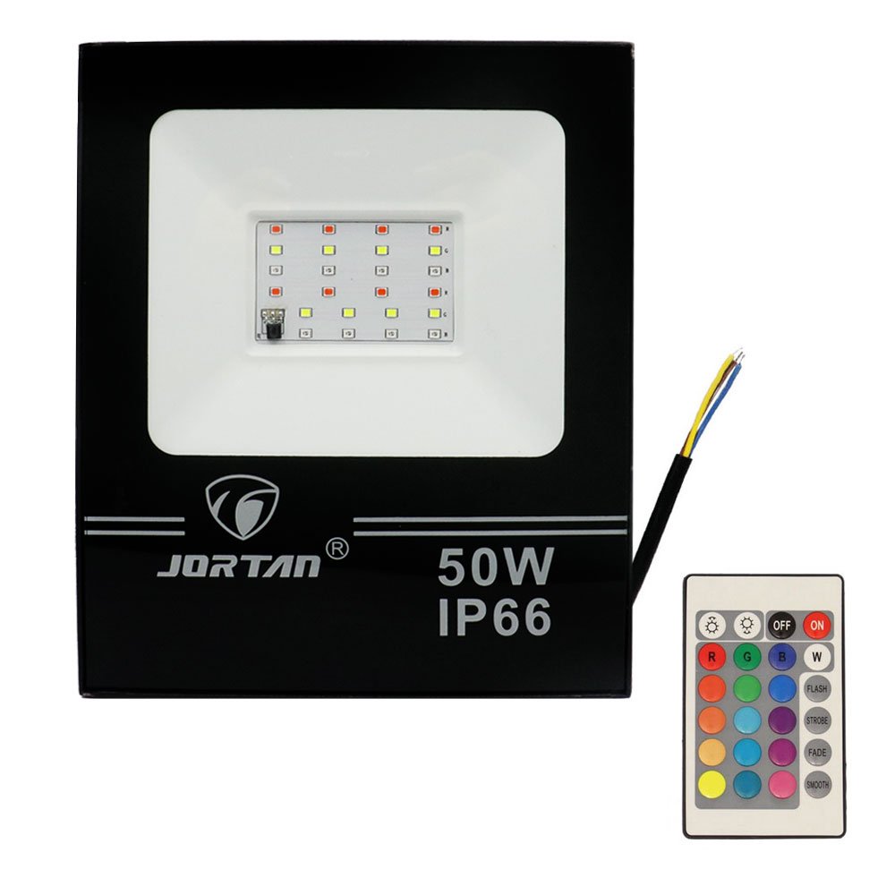 LED Αδιάβροχος Προβολέας 50W 24 SMD 2000LM RGB IP66 με Ασύρματο Τηλεχειριστήριο (JORTAN-TP50WRGB)