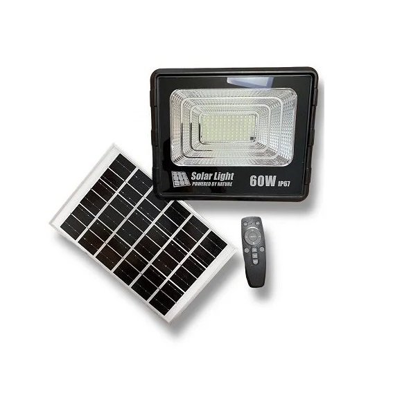 Ηλιακός Προβολέας LED 60W IP67 με πάνελ, Τηλεχειρισμό & Χρονοδιακόπτη (GD-60H)