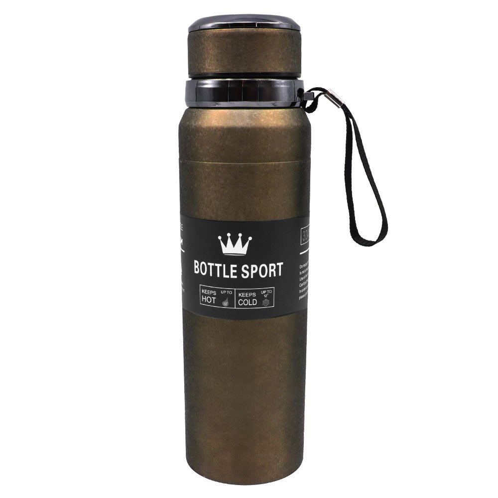 Μπουκάλι Θερμός με Ιμάντα Μεταφοράς 1000ml Καφέ (JB-6060)