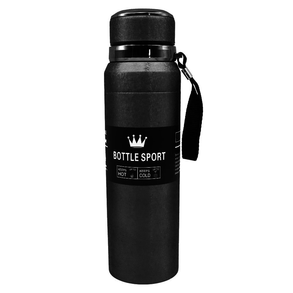 Μπουκάλι Θερμός με Ιμάντα Μεταφοράς 1000ml Μαύρο (JB-6060)