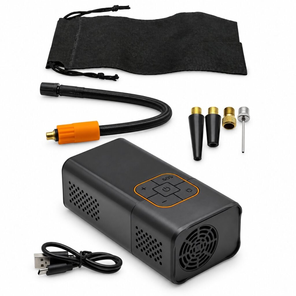 Επαναφορτιζόμενη Τρόμπα Αυτοκινήτου 150PSI 50W 7.4V 3 σε 1 με Ψηφιακή Οθόνη, Power Bank και Φακό (W17145-9)
