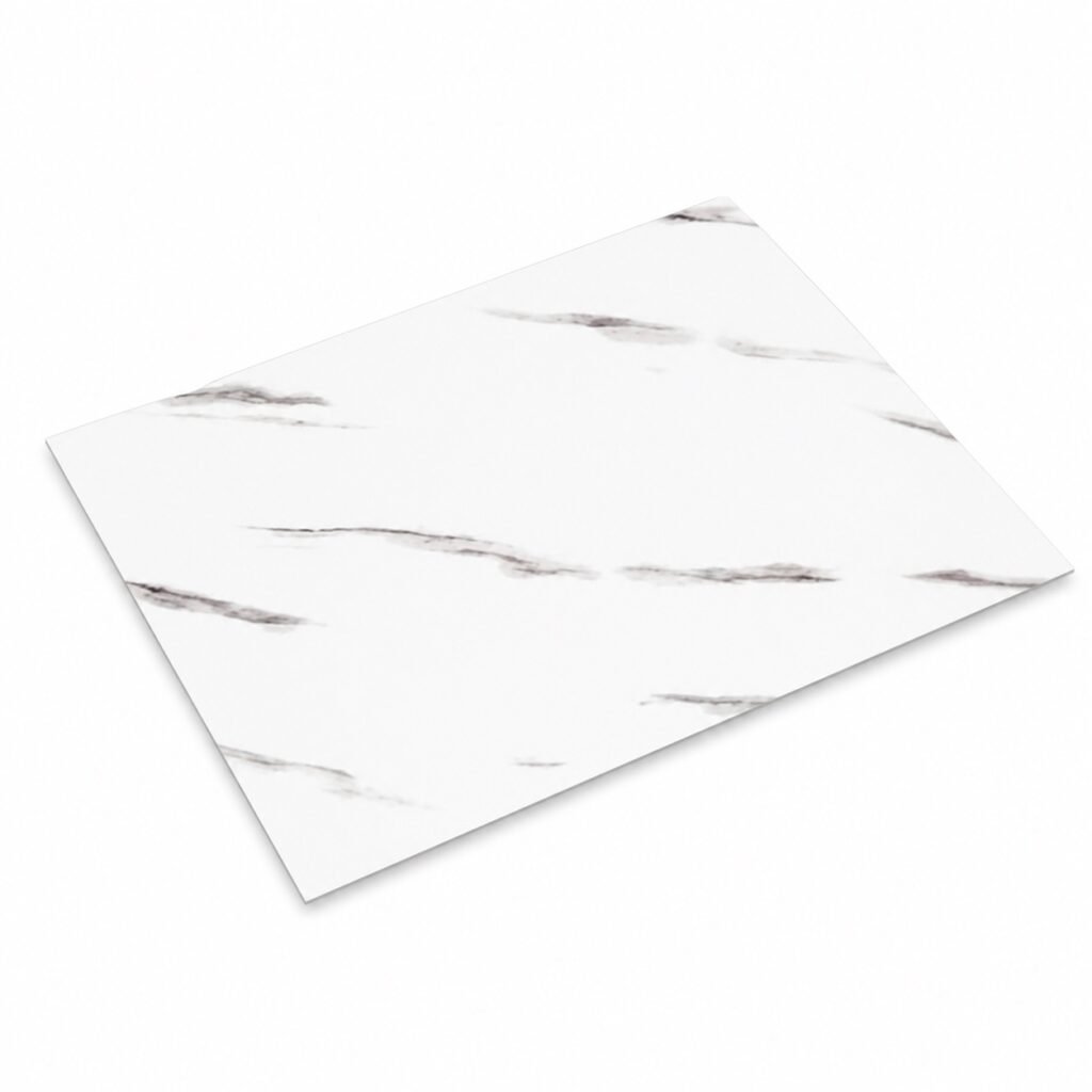 Αυτοκόλλητο Πάνελ Τοίχου 30x60cm – Αδιάβροχο & Θερμομονωτικό PVC λευκού μαρμάρου (Carrara) και γκρίζες λεπτομέρειες (WMB-001)