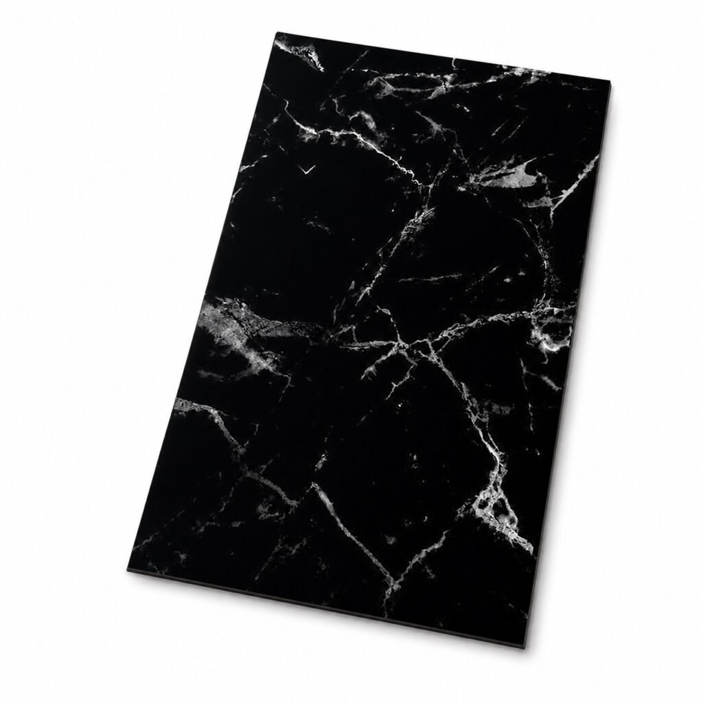Αυτοκόλλητο Πάνελ Τοίχου 30x60cm – Αδιάβροχο & Θερμομονωτικό PVC με εφέ μαύρου μαρμάρου (WMB-009)