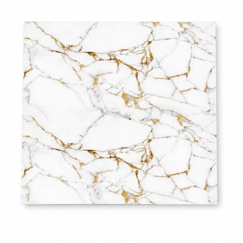 Αυτοκόλλητο Πάνελ Τοίχου 60x60cm – Αδιάβροχο & Θερμομονωτικό PVC με σχέδιο λευκού και χρυσού μαρμάρου. (WMB-092)