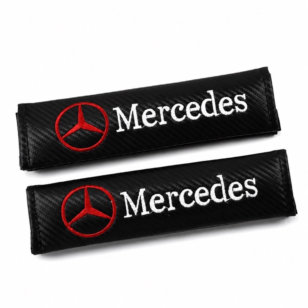 Μαξιλαράκια Ζώνης Αυτοκινήτου Carbon 2τμχ MERCEDES (HW-0196ΒE)
