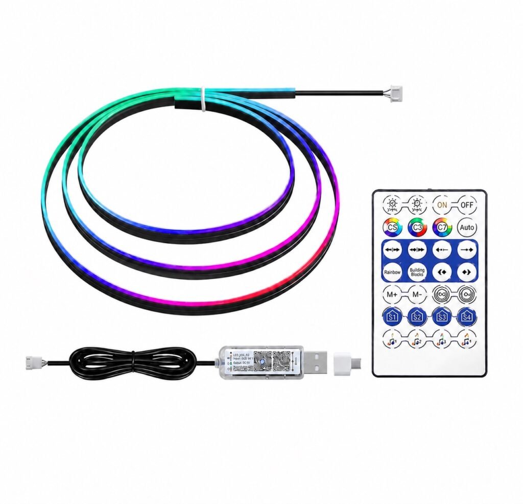 Διακοσμητικός Φωτισμός LED RGB 110cm Καμπίνας Αυτοκινήτου USB με τηλεχειριστήριο (HW-0401)