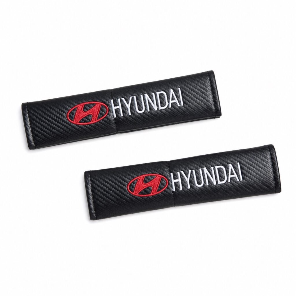 Μαξιλαράκια Ζώνης Αυτοκινήτου Carbon 23x6cm 2τμχ HYUNDAI (HW-0406)