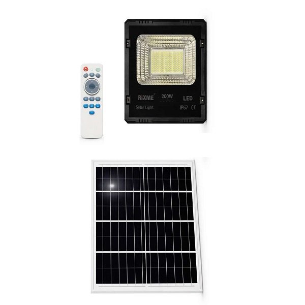 Ηλιακός Προβολέας LED 200W IP67 με πάνελ, Τηλεχειρισμό και Χρονοδιακόπτη (RZ-202)