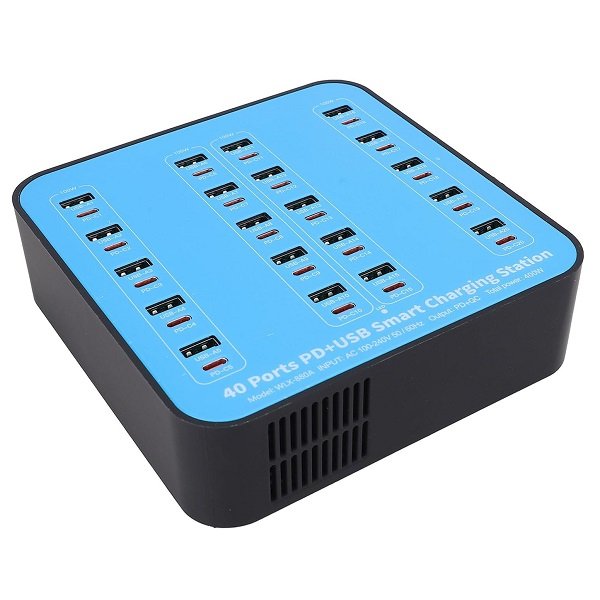Σταθμός φόρτισης 40 Θυρών 20USB + 20USB-C PD QC3.0 400W με γρήγορη φόρτιση με δύο ανεμιστήρες ψύξης (A-075)