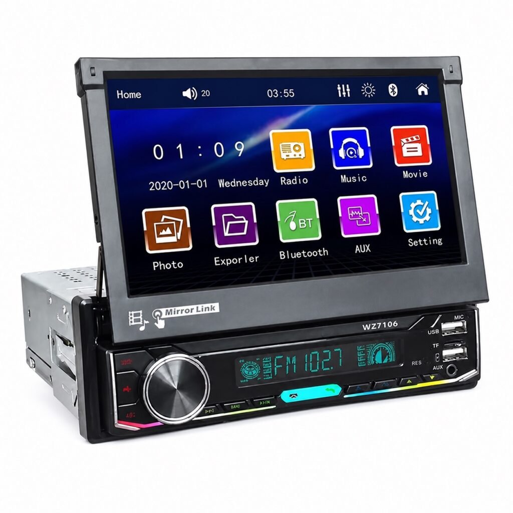 MP5 player αυτοκινήτου in-dash με οθόνη touch αναδιπλούμενη 4x60W Bluetooth-usb-Radio και τηλεχειριστήριο (XM-108)