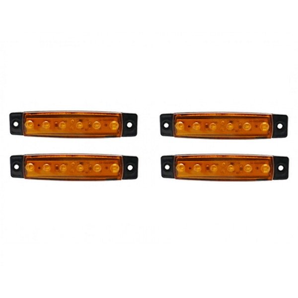 Φώτα Όγκου Φορτηγού 6LED 12-24V 4τμχ με σετ βιδών Πορτοκαλί (JN-2853-90)