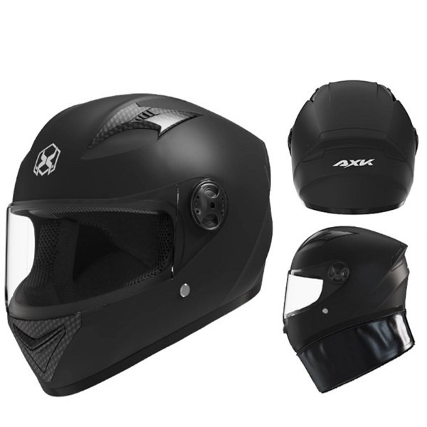 Κράνος Μηχανής AXK Full Face με Διπλή Ζελατίνα – Black Matt (W18312)