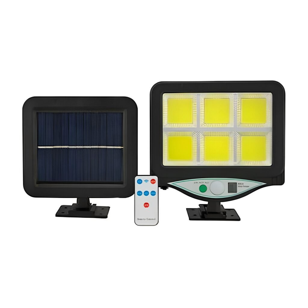 LED Αδιάβροχο Ηλιακό Επιτοίχιο Φωτιστικό με Ανιχνευτή Κίνησης και Αισθητήρα Φωτός Μαύρο (BK-128-6COB)