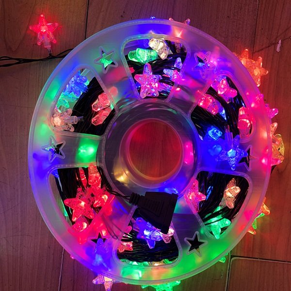 Αδιάβροχα Χριστουγεννιάτικα 120 LED μεγάλα λαμπάκια σε σχήμα αστεριών IP44 30μ σε καρούλι με επεκτάσιμο καλώδιο BX-043 Πολύχρωμα