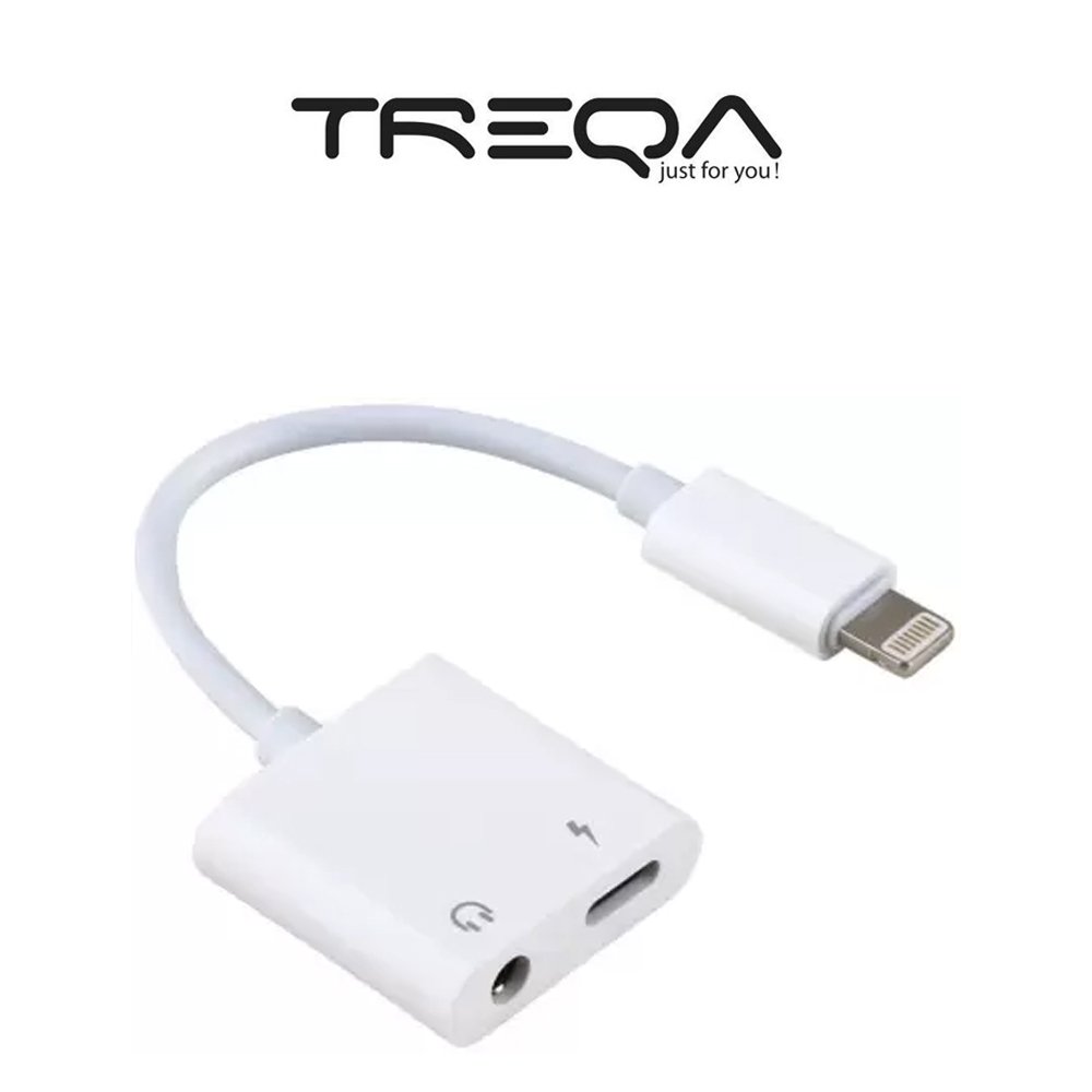 Αντάπτορας Ακουστικών Lightning σε Jack 3.5mm με Παράλληλη Φόρτιση Lightning Treqa Λευκό (CA-1062)