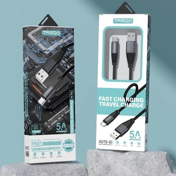 Καλώδιο γρήγορης φόρτισης 5A με ακροδέκτη Type-C 1m Μαύρο (CA8843)