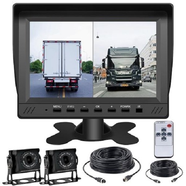 Έγχρωμο TFT LED Διπλής οθόνης Μόνιτορ 7” φορτηγού Με 2 Εισόδους Video, Τηλεχειριστήριο και 2 κάμερες με δυνατότητα καταγραφής νυχτερινής όρασης (CAR7006STM)