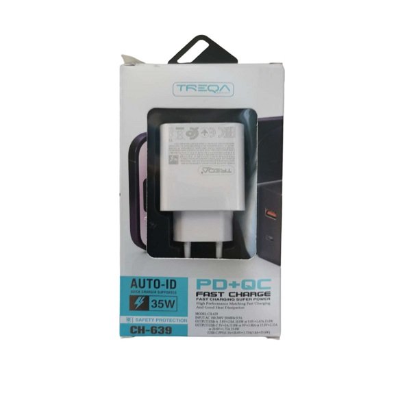 Φορτιστής ταχείας φόρτισης με Θύρα USB-A 18W και Θύρα USB-C 35W Λευκός (CH-639)