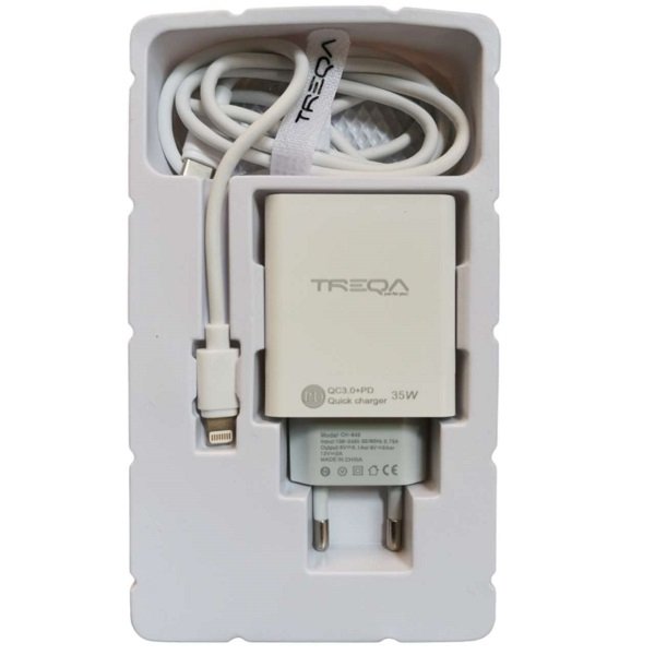 Φορτιστής ταχείας φόρτισης με Θύρα USB-A και Θύρα USB-C και Καλώδιο Lightning 35W Λευκός (CH-643-PD)