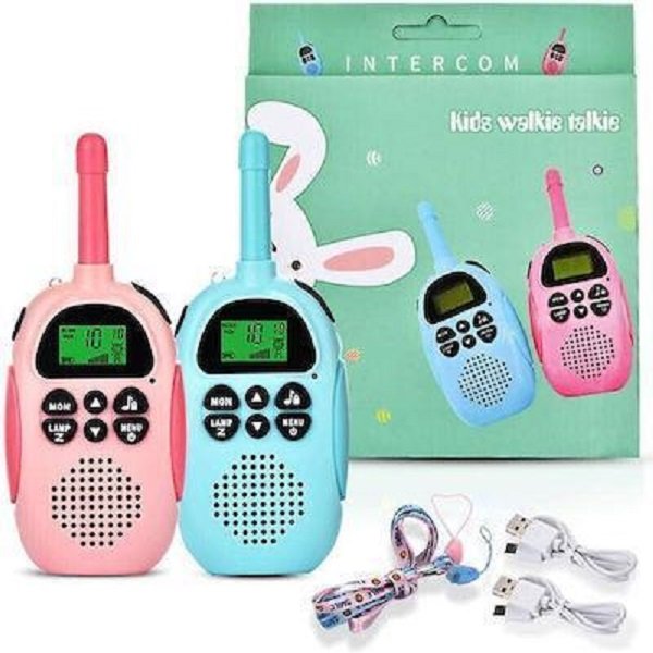 Σετ 2 Επαναφορτιζόμενων Παιδικών Walkie Talkie DJ100 Τυρκουάζ/Ροζ