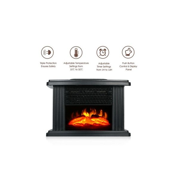 Mini Τζάκι Αερόθερμο με Εφέ Φλόγας–Flame Heater 1000W και τηλεχειρισμό (DX-19)