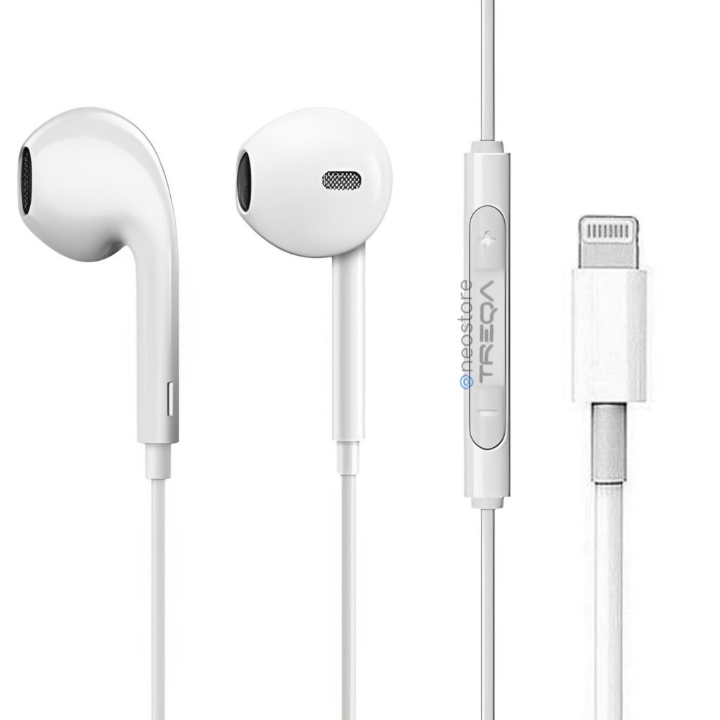 Ακουστικά Κινητού Handsfree Earbuds με Βύσμα Lightning Treqa Λευκό (EP-753)
