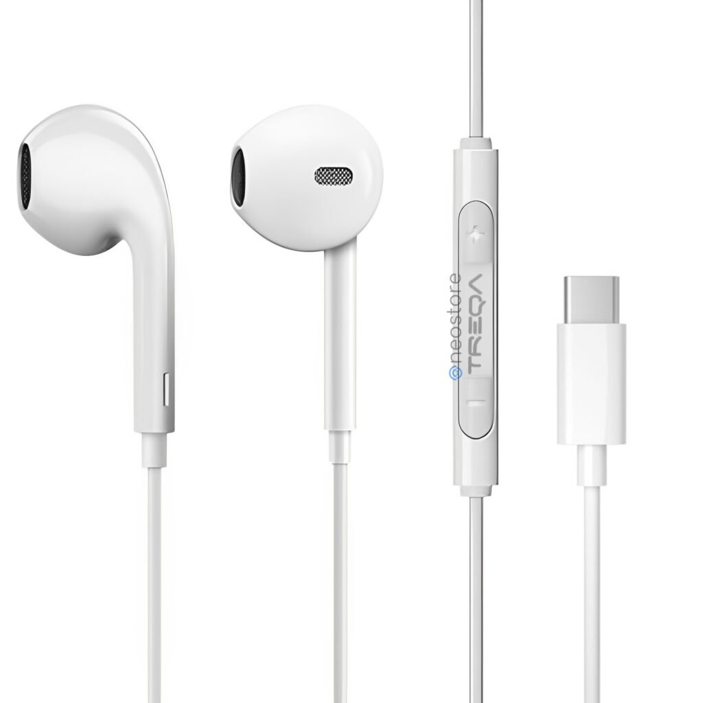 Ακουστικά Κινητού Handsfree Earbuds με Βύσμα Type-C Treqa Λευκό (EP-754)