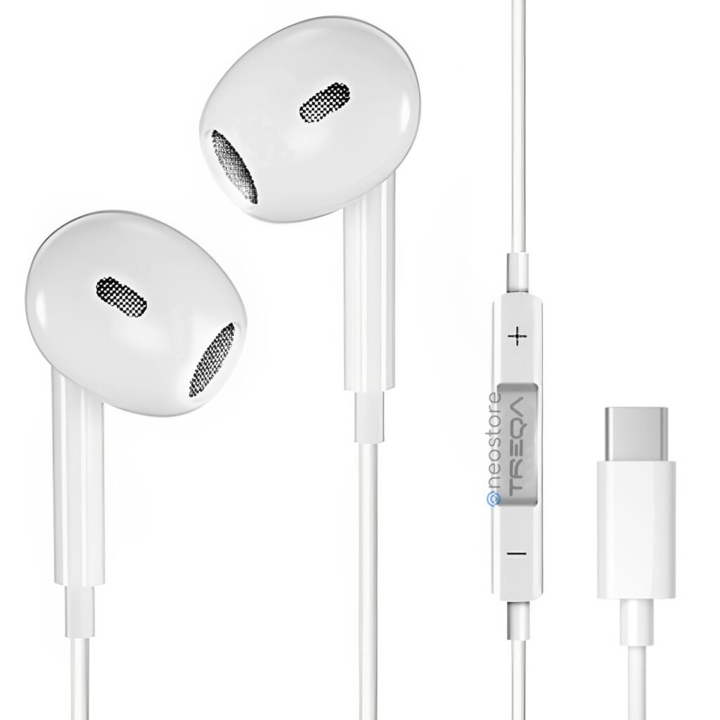 Ακουστικά Κινητού Handsfree Earbuds με Βύσμα Type-C Treqa Λευκό (EP-760)