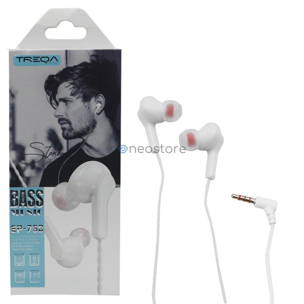 Ακουστικά Κινητού Handsfree In-ear με Βύσμα Jack 3.5mm Treqa Λευκό (EP-763)