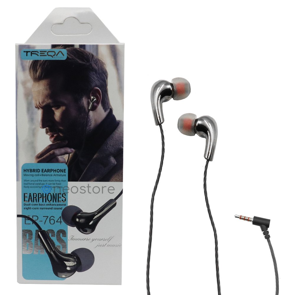 Ακουστικά Κινητού Handsfree In-ear με Βύσμα Jack 3.5mm Treqa Ασημί (EP-764)