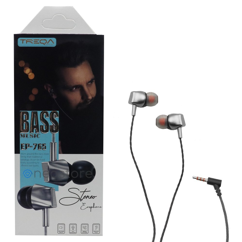 Ακουστικά Κινητού Handsfree In-ear με Βύσμα Jack 3.5mm Treqa Γκρι (EP-765)