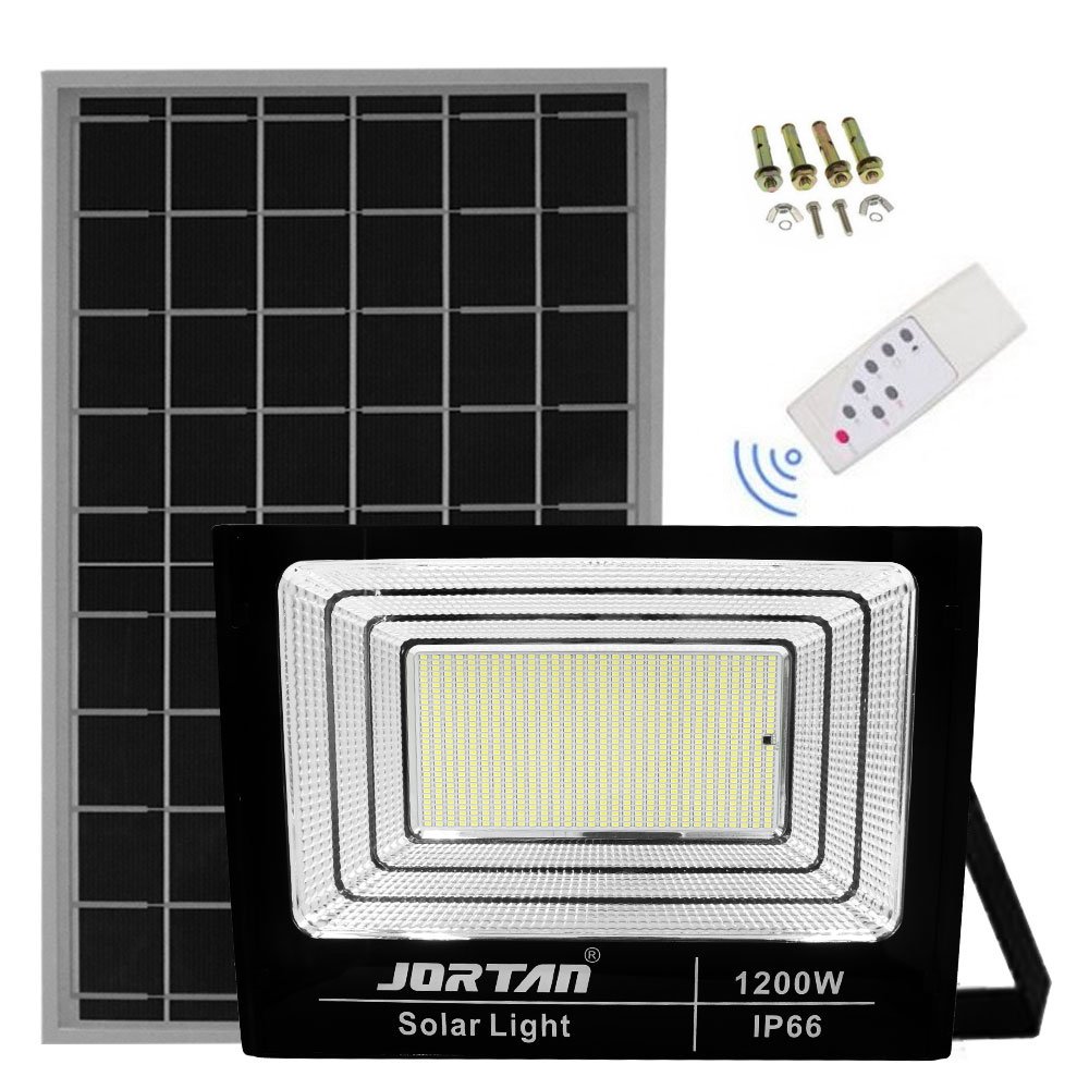 LED Αδιάβροχος Ηλιακός Προβολέας 1200W 76800LM με Πάνελ & Τηλεχειριστήριο IP66 Jortan (JT-BJ1200W)