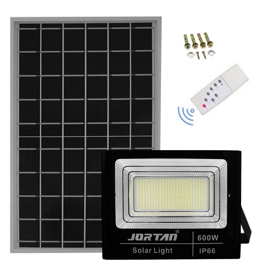 LED Αδιάβροχος Ηλιακός Προβολέας 600W 48000LM με Πάνελ & Τηλεχειριστήριο IP66 Jortan (JT-BJ600W)