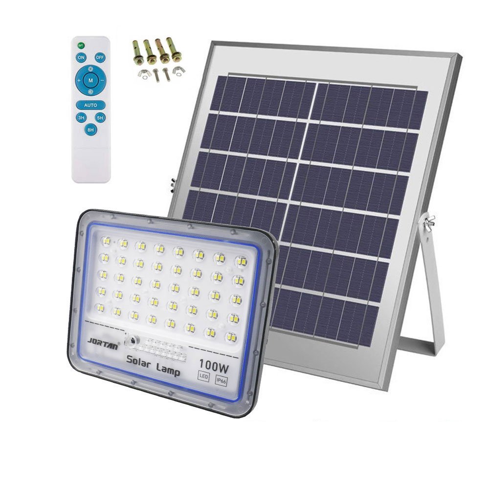 LED Αδιάβροχος Ηλιακός Προβολέας 100W 6400LM με Πάνελ, SOS & Τηλεχειριστήριο IP66 Jortan (JT-BS100W)
