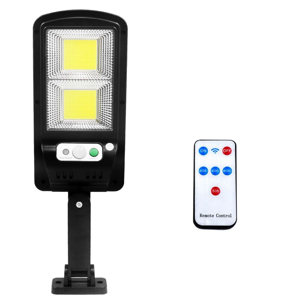 LED Αδιάβροχο Ηλιακό Φωτιστικό Τοίχου 100W με Ανιχνευτή Κίνησης Jortan Μαύρο (JT-TYCOB-100W)