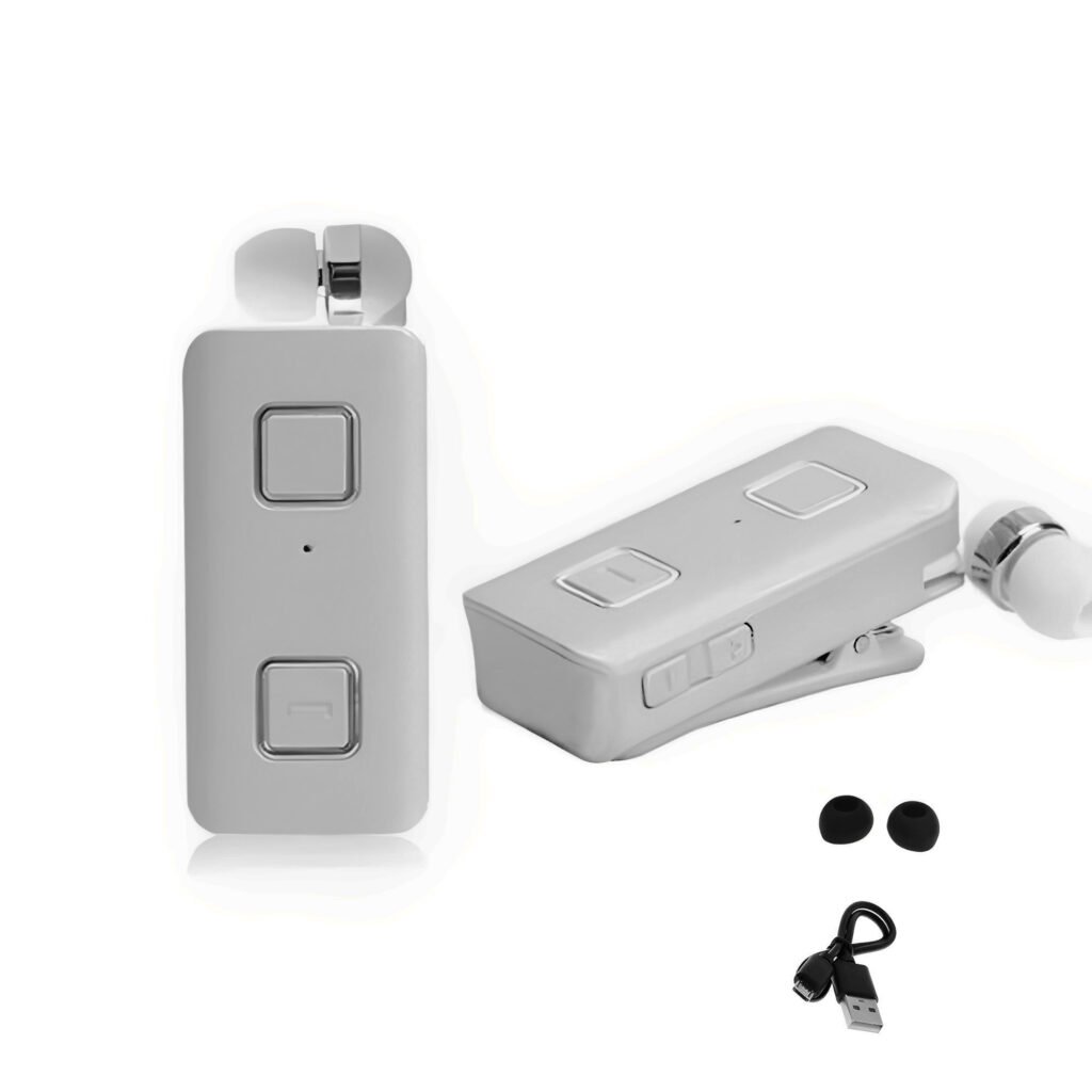 Ακουστικό Bluetooth Handsfree In-ear Πέτου με Δόνηση και Κλιπ Ασημί (K-35)