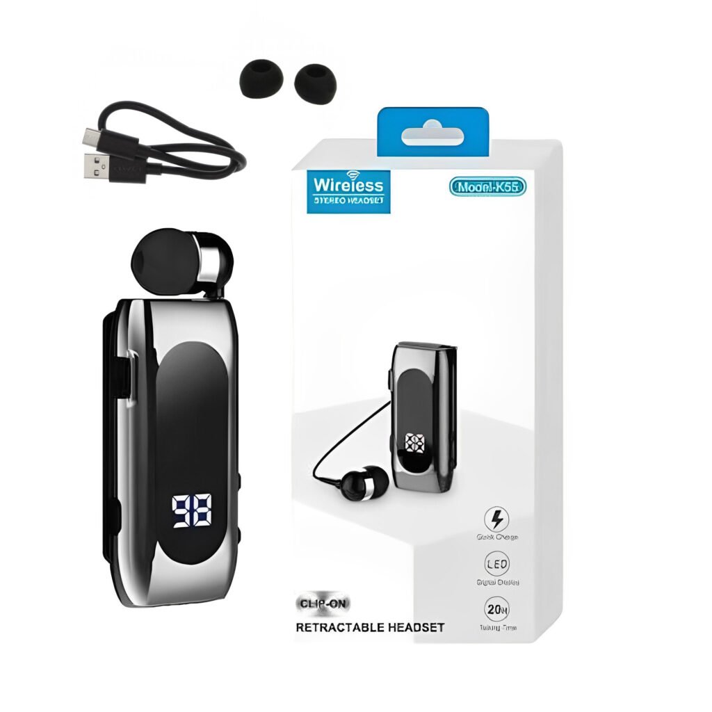 Ακουστικό Bluetooth Handsfree In-ear Πέτου με Δόνηση και Κλιπ Ασημί (K-55)