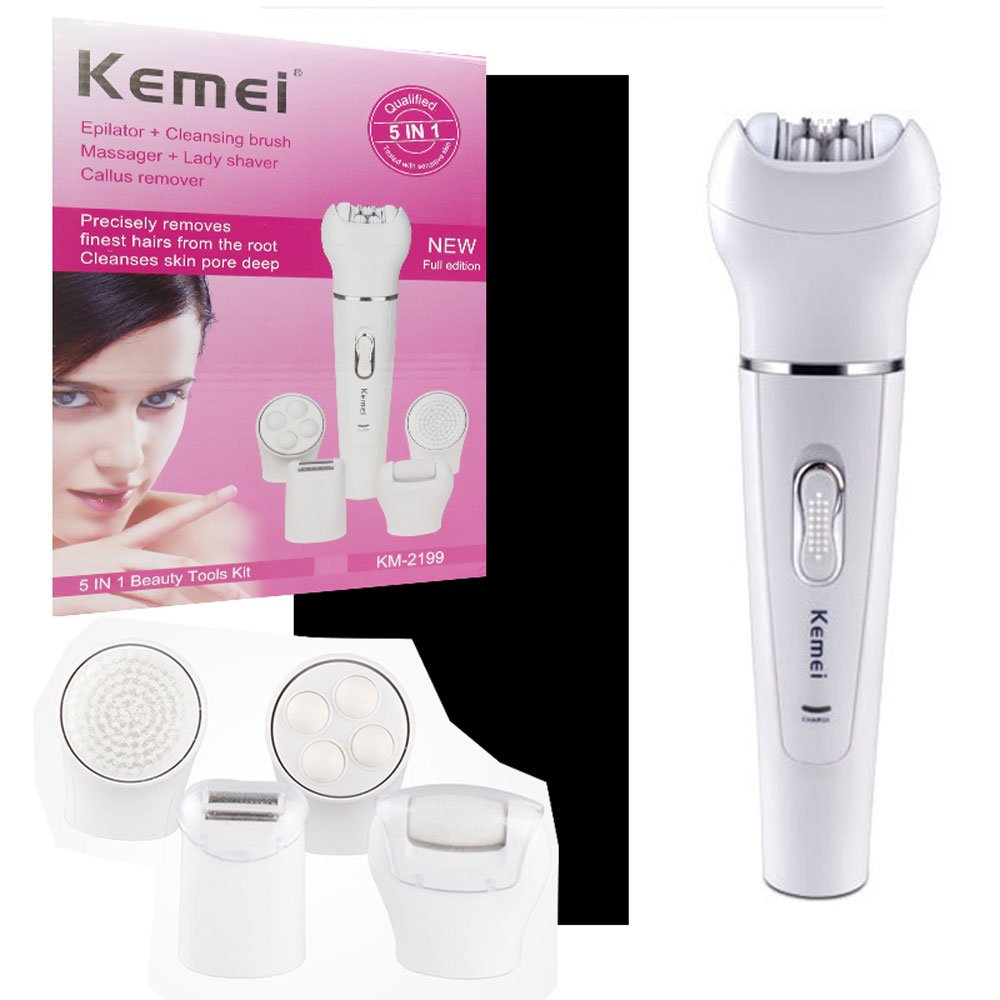 Σετ Αποτρίχωσης Epilator για Σώμα 5 σε 1 Kemei Λευκό (KM-2199)