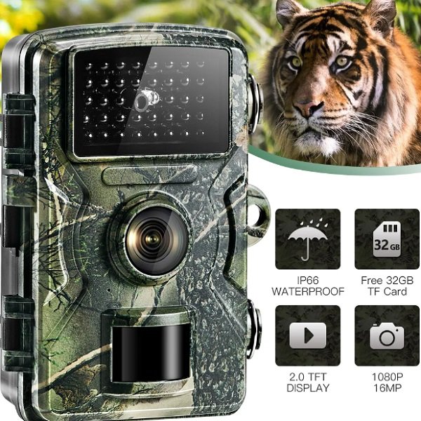 Υπέρυθρη αδιάβροχη κάμερα κυνηγιού Night Vision Trail 2″ 1080P 16MP (LW4066)