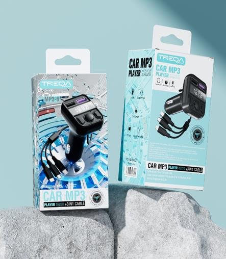 Φορτιστής αυτοκινήτου πομπός FM Bluetooth ήχος διπλή USB συσκευή αναπαραγωγής με καλώδιο MP3 3σε1 Lightning/Type-c/Micro-USB (MP3-6)