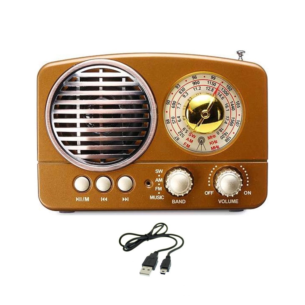 Φορητό Ασύρματο Retro Ηχείο Bluetooth FM/USB/TF/AUX 5W Meier Καφέ (M-161BT)
