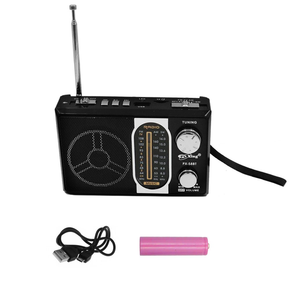 Φορητό Ασύρματο Ηχείο Bluetooth FM/USB/TF με Φακό Μαύρο (PX-58BT)
