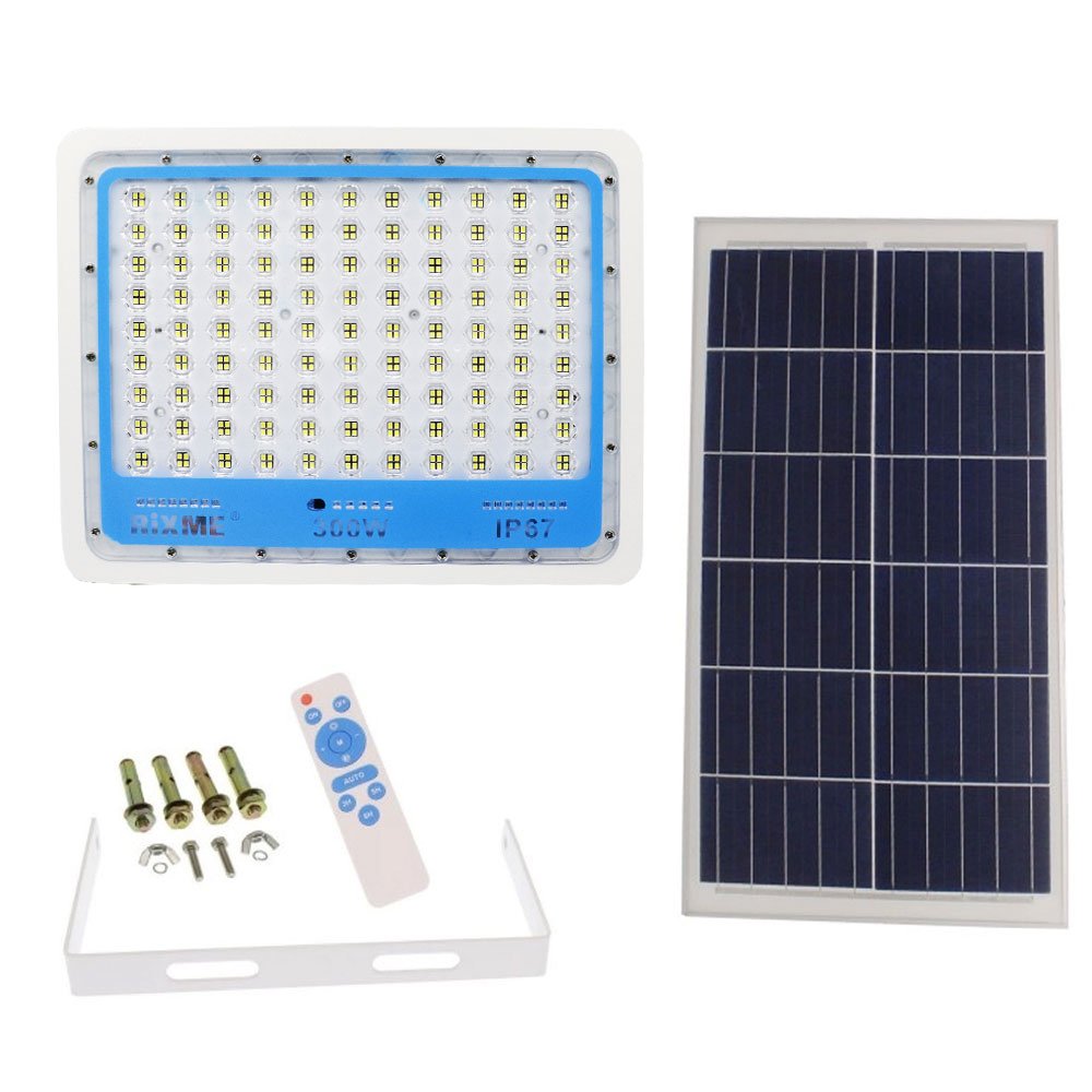 LED Αδιάβροχος Ηλιακός Προβολέας 300W 31680LM με Πάνελ & Τηλεχειριστήριο IP66 Rixme (RZSL-C300W)