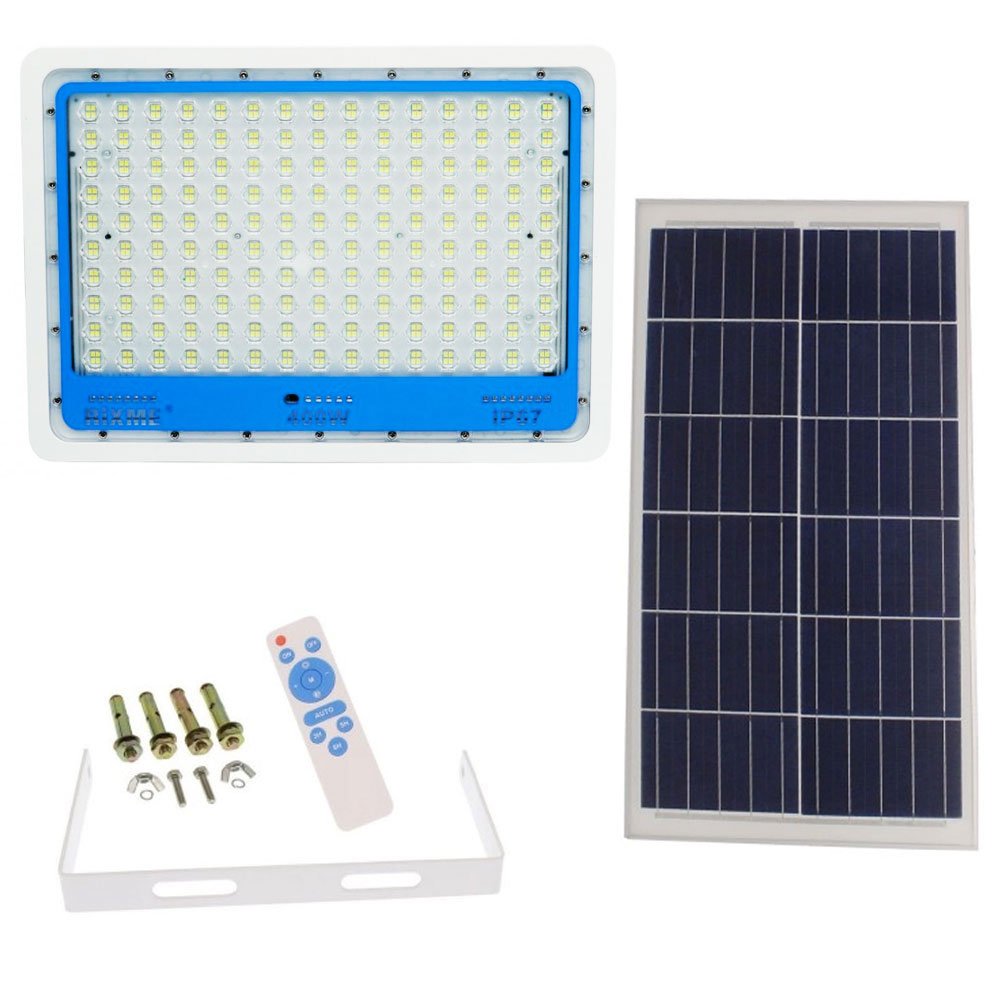 LED Αδιάβροχος Ηλιακός Προβολέας 400W 48000LM με Πάνελ & Τηλεχειριστήριο IP66 Rixme (RZSL-C400W)