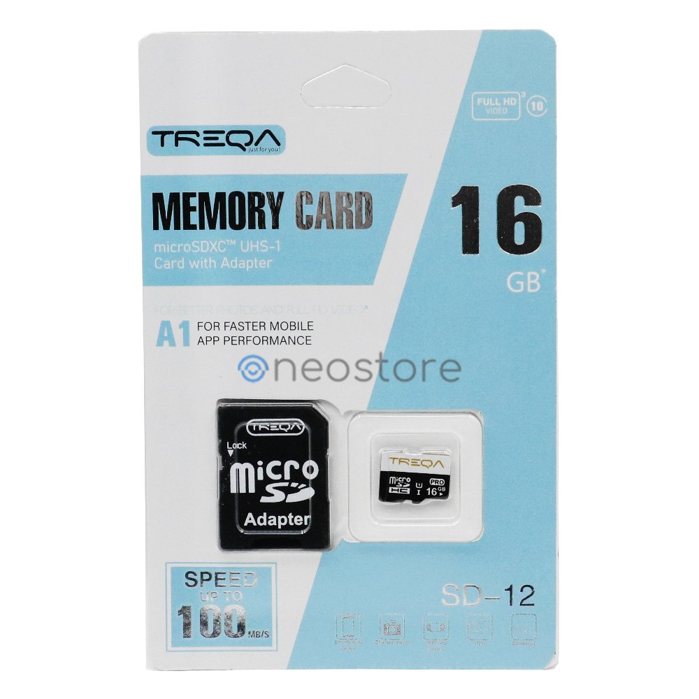 Κάρτα Μνήμης Micro SDHC 16GB Class 10 U1 A1 UHS-1 με Αντάπτορα SD Treqa (SD-12-16GB)