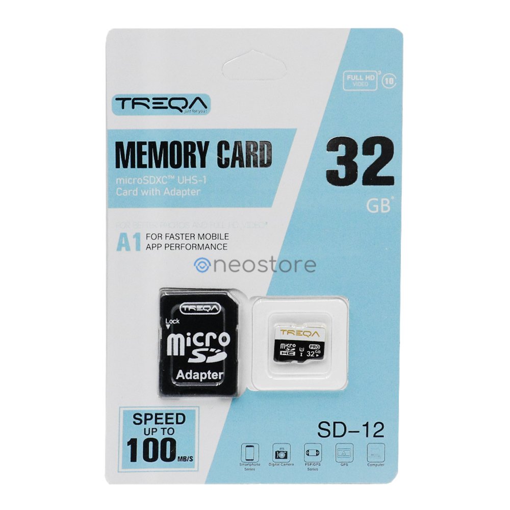 Κάρτα Μνήμης Micro SDHC 32GB Class 10 U1 A1 UHS-1 με Αντάπτορα SD Treqa (SD-12-32GB)