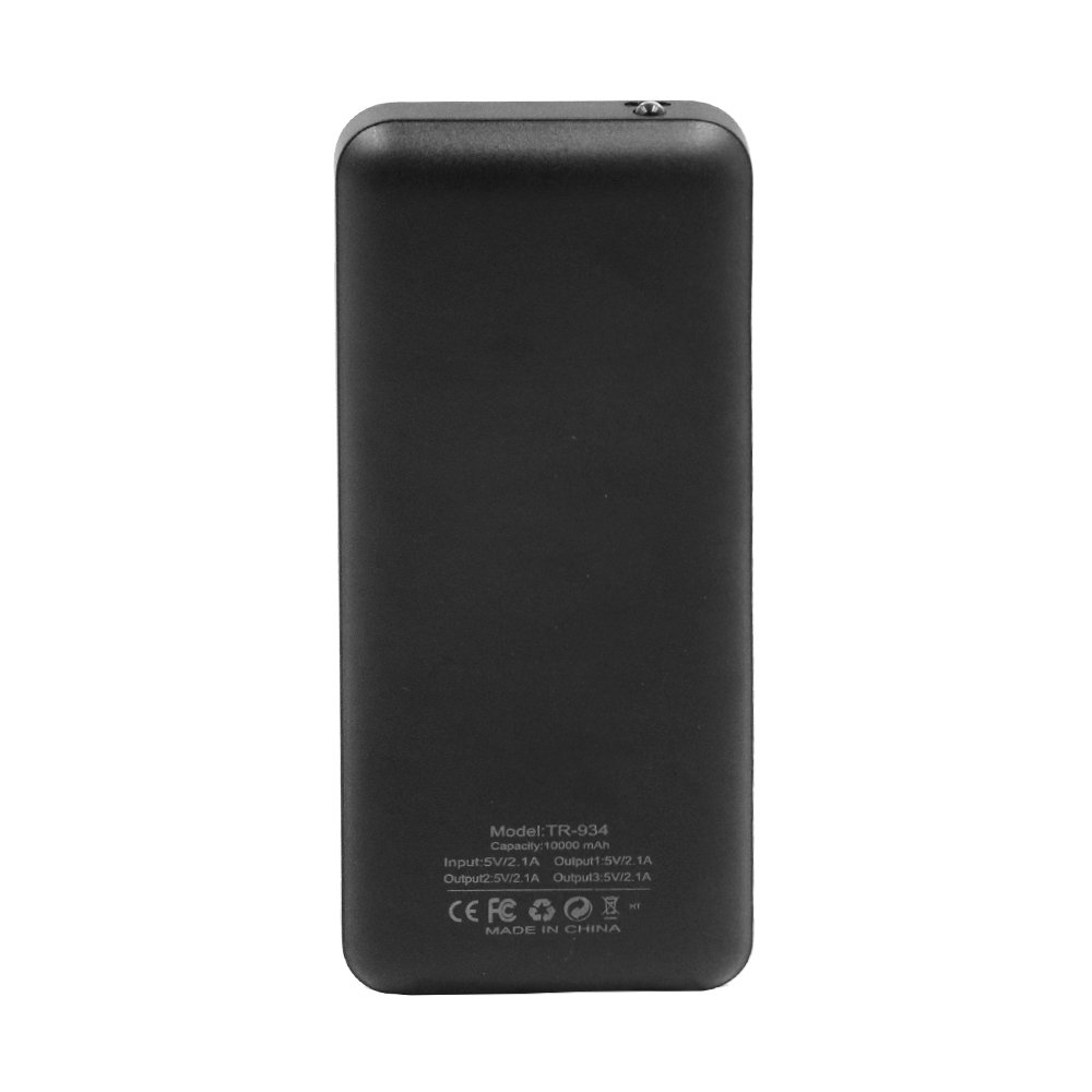 Powerbank 10000mAh με 3 Θύρες USB 2.1A Μαύρο (TR-934)