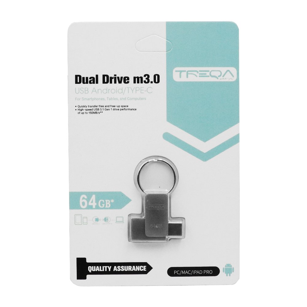 USB Stick 3.0 64GB με Βύσμα USB-A και Type-C Treqa (UP-02-64GB)