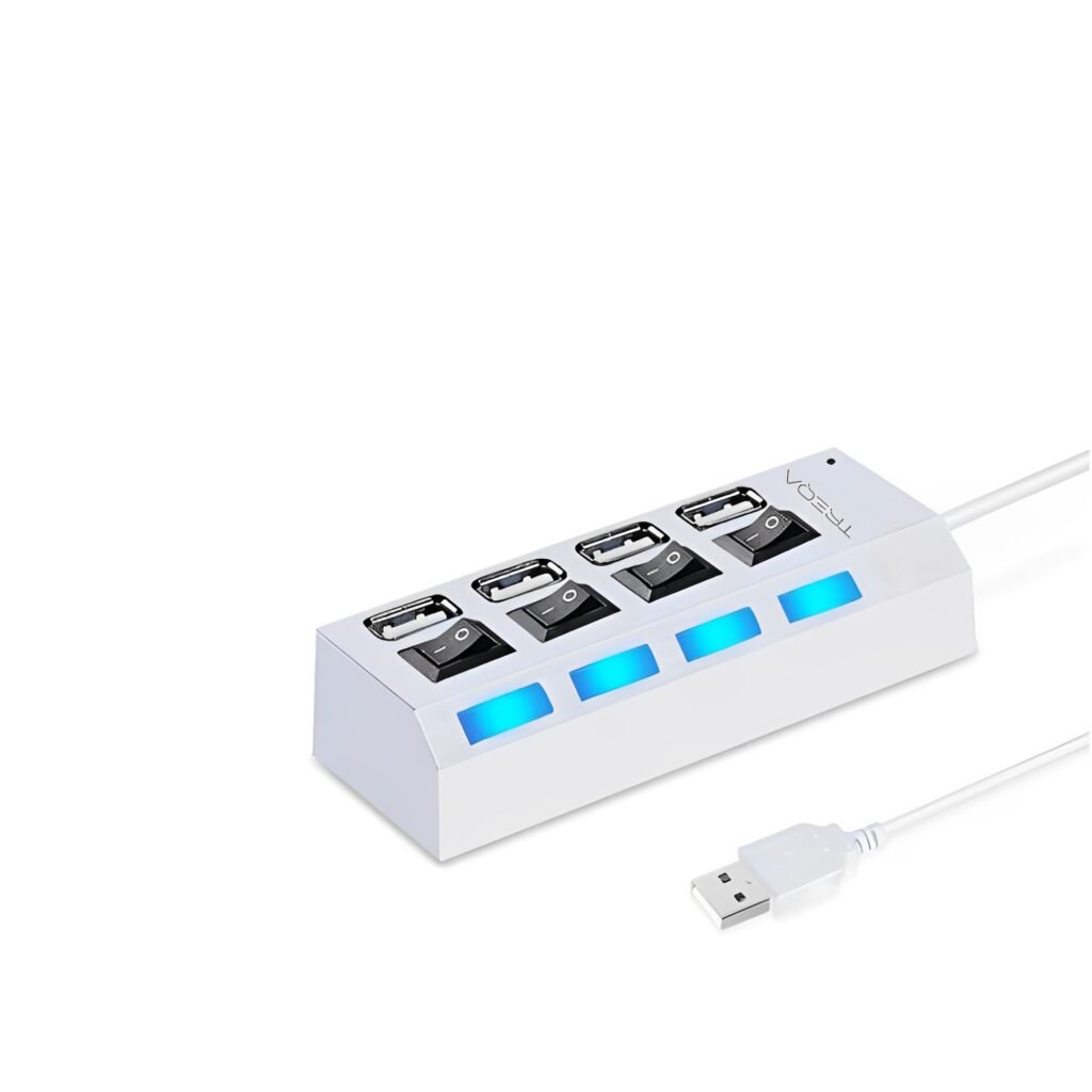 USB Hub 3.0 με 4 Θύρες USB-A και διακόπτες Treqa Λευκό (USB-4)