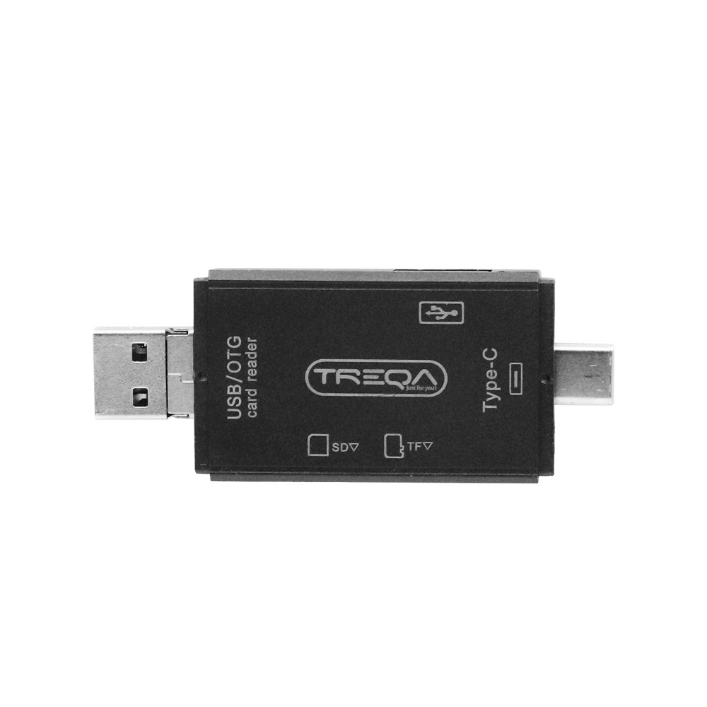 USB Hub OTG και Αναγνώστης Καρτών TF/SD 3 σε 1 με Βύσματα USB-A, Type-C και Micro USB Treqa Μαύρο (USB-6)